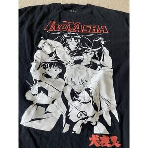 INUYASHA ANIME MANGA Original T-Shirt Short Sleeve Graphic Crew Neck Black M